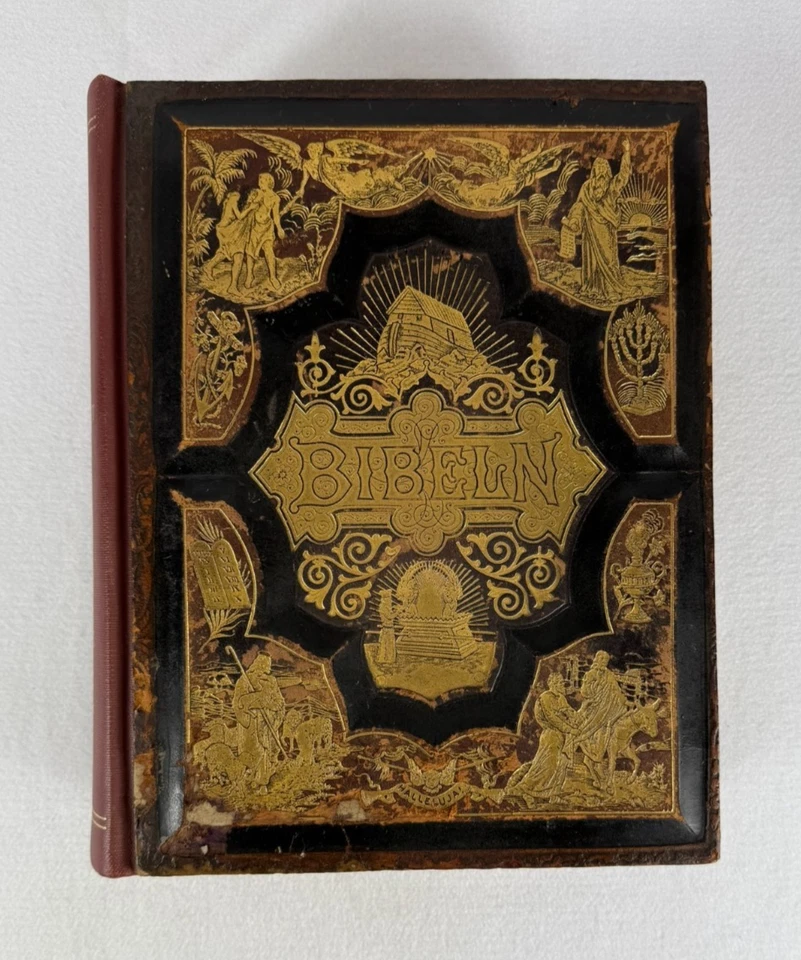 Antique Swedish Family Bible Den Heliga Skrift Lavishly Illustrated Gilt Edges - Image 2 of 4
