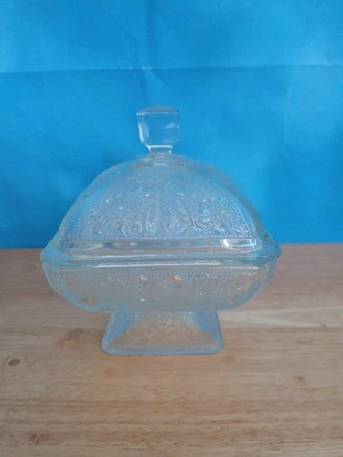 Vintage Jeanette Acorn And Oak Leaves Candy Dish With Lid