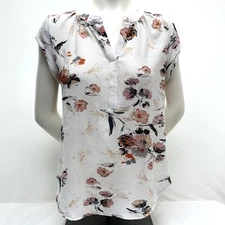 Fun 2 Fun Woman’s XS Floral Cap Sleeve Polyester Spandex Blouse