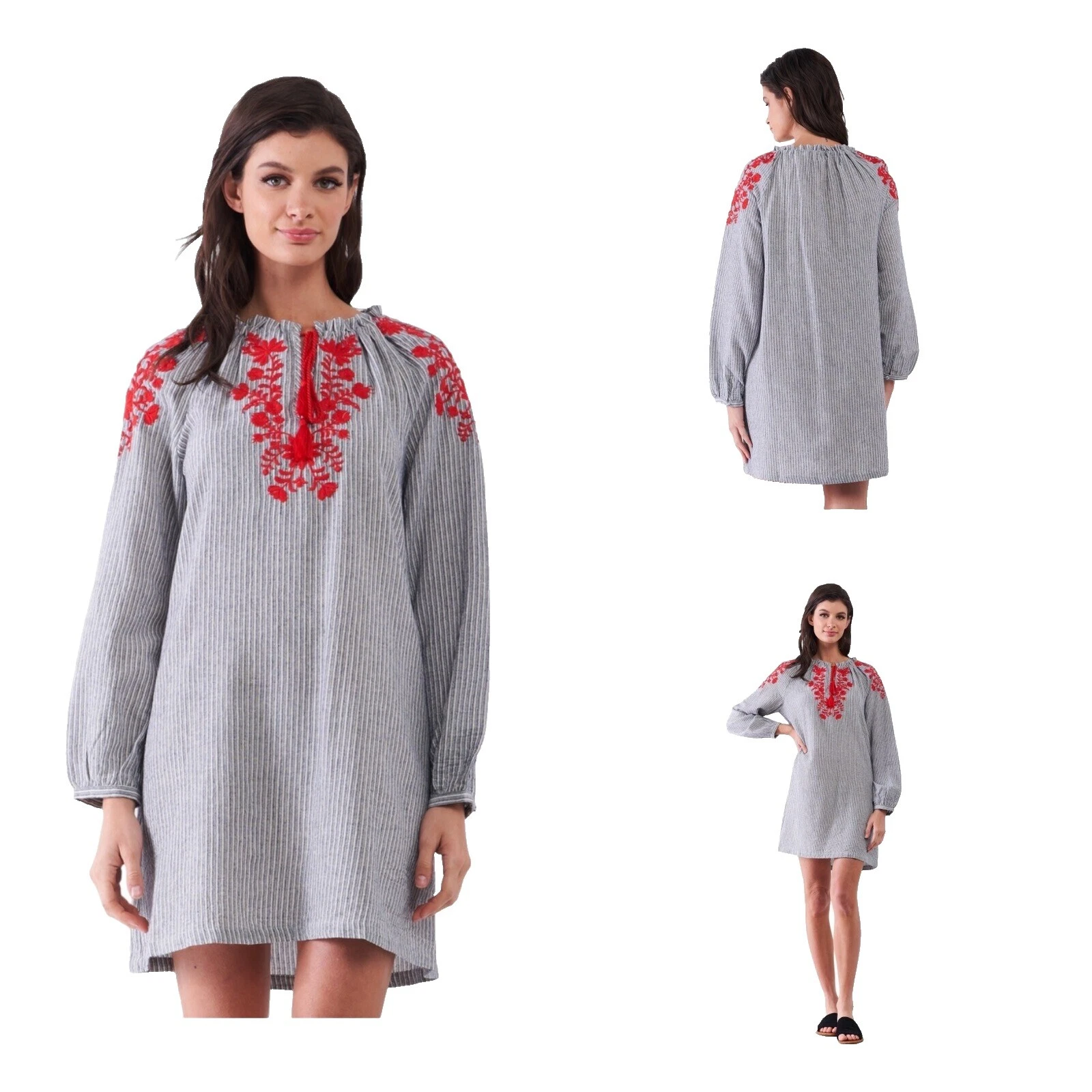 Linen Long Sleeve Shift Dresses for Women