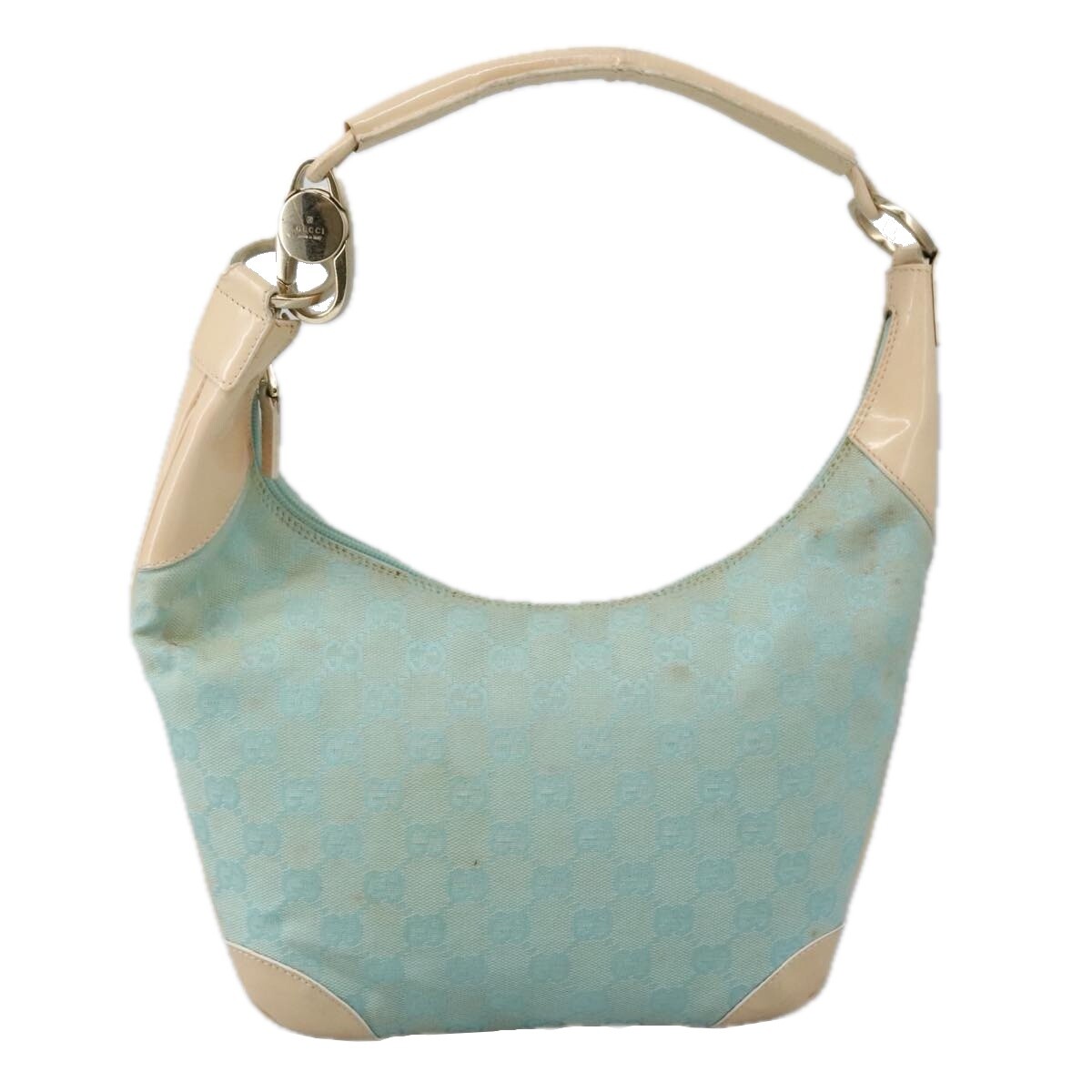 グッチ スエードレザー Gロゴ ショルダーバッグ 001.4158 GUCCI GG Canvas Shoulder Bag Light Blue Gold 001 4158 Auth
