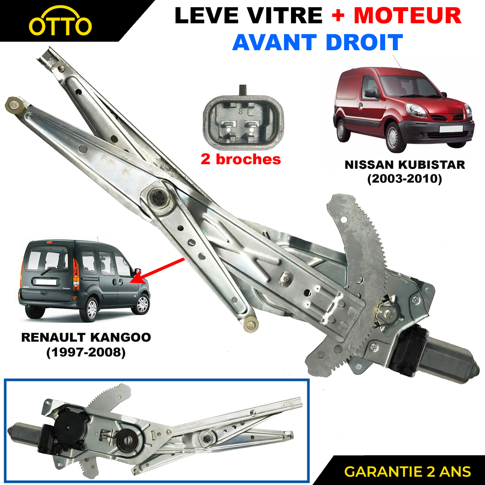 Lève vitre avant droit Kangoo 8200188551 pour réparer votre fenêtre