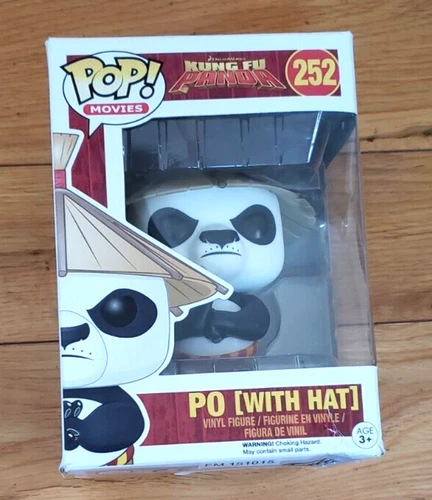 Funko Pop! Kung Fu Panda #252, PO WITH HAT Vinyl Figure, NIB Box Damaged