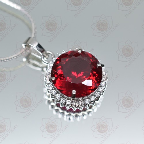 Luxury Red Ruby Pendant 29.30 Ct Certified in 925 Solid Silver – Deluxe Jewelry - Picture 8 of 10