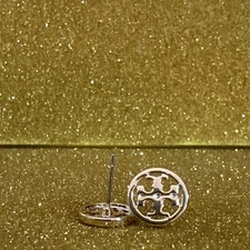 Tory Burch Miller Logo Circle Stud Earrings / Gold