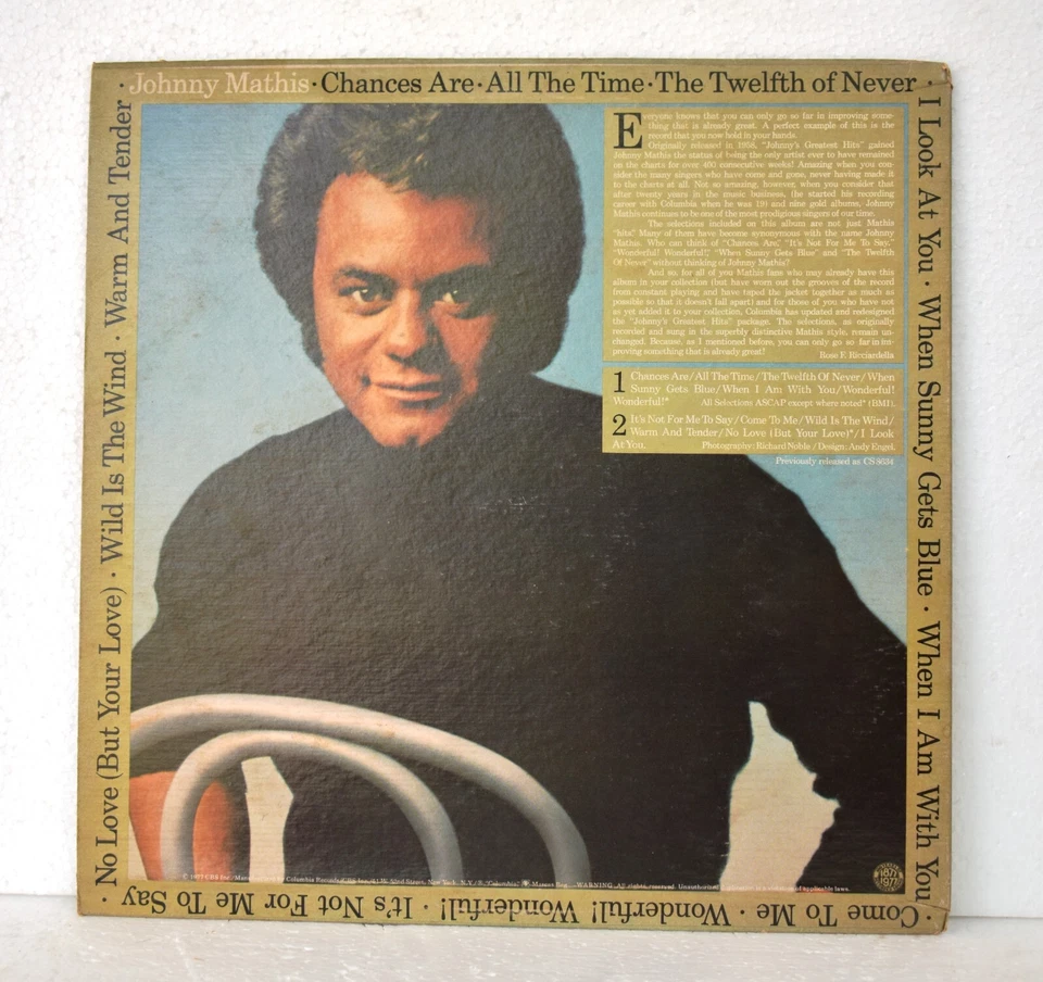 Vintage Columbia Records Johnny Mathis Johnny'S Greatest Hits Vinyl Record - Image 2 of 4