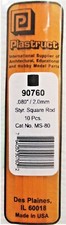Plastruct 90760 MS-80 Styrene Square Rods .080 x 10" Long pkg 10 