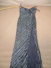 Trixxi Size 5 Women Blue Sequined High-Slit Long Sheath Maxi Cami Prom Dress 828