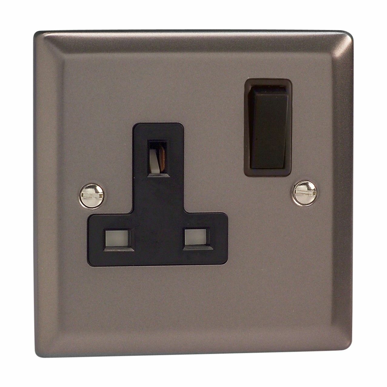Varilight XR4B Classic Pewter 1 Gang 13A DP Single Switched Plug Socket