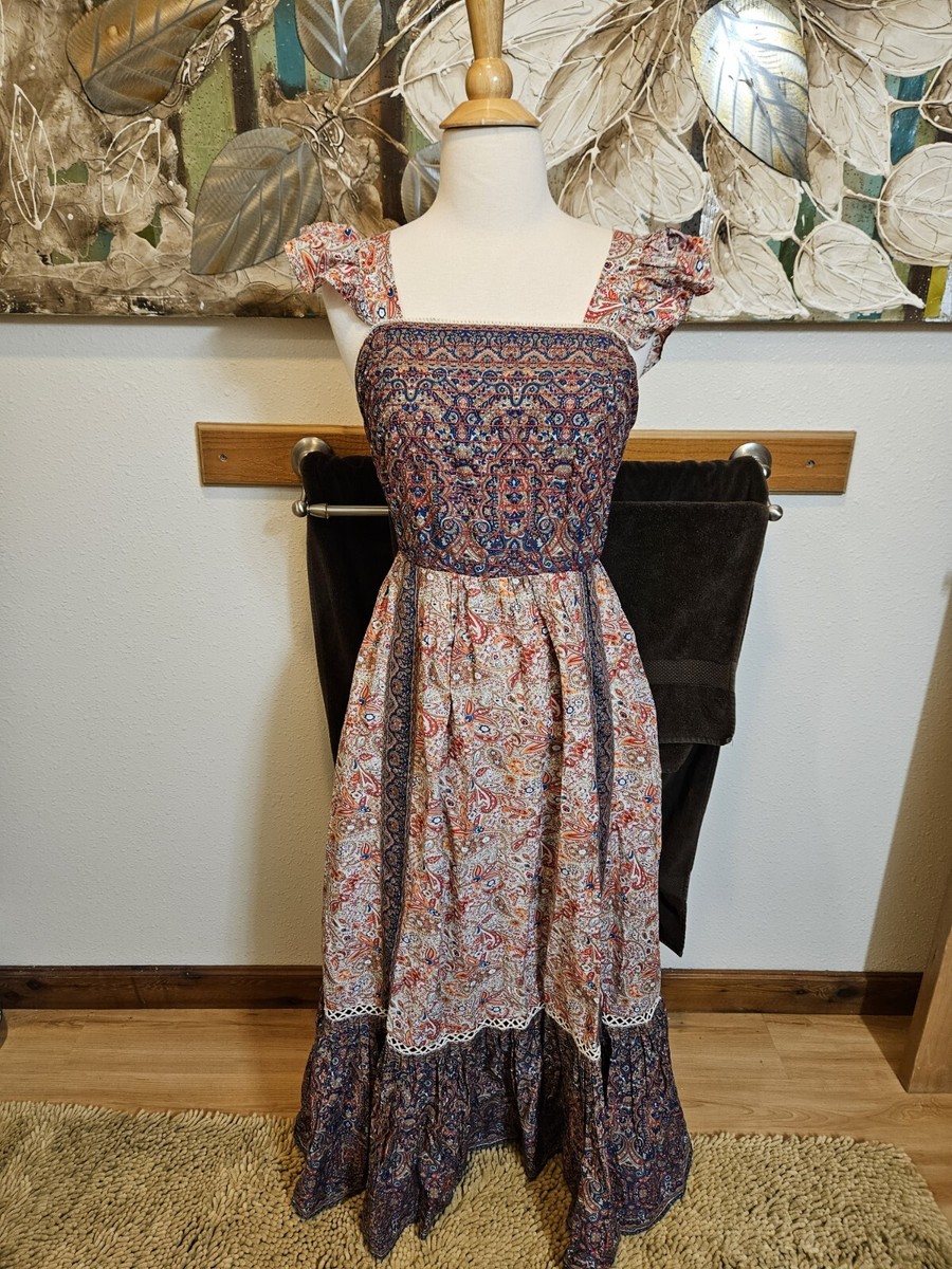 HAUTE HIPPIE Flutter Sleeve Midi Dress Ruffle Hem 8 NEW NWT Prairie  Cottagecore
