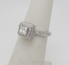 3/4CT Natural Diamond Halo Engagement Wedding Bridal Ring Band 14K White Gold