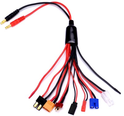 Rc Lipo Adaptador De Cargador De Bateria Conector 9 En 1 Cable Divisor 4.0Mm ... 757450335328 | eBay