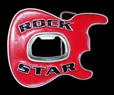 ROCK STAR BELT BUCKLE WITH BOTTLE OPENER BERGAMOT PEWTER  ENAMEL