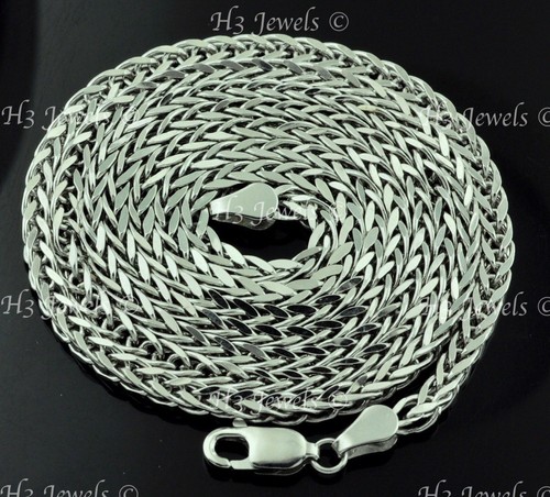 Collana catena grano coda di volpe oro bianco massiccio 14 carati 7,30 grammi 20 pollici #7575 - Foto 4 di 5