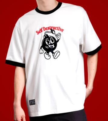 Cool Shirtz Self Destructive Short Sleeve Size XL White New