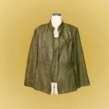 STUDIO I Army Green Blazer Tank Top 2 Piece Suit Set Open Front PLUS PETITE 18WP