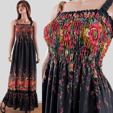 Handmade One Size Plus Summer Maxi Long Dress Exotic Feather Print  S M L 1X 2X