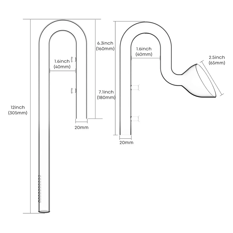 Aquarium Glass Lily Pipe Inflow and Lily Outflow for Aquarium Filter System - Image 2 of 4