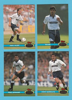 FUSSBALL - TOPPS GUM - 4 VERSCHIEDENE FUSSBALLER - TOTTENHAM 2 - 1992