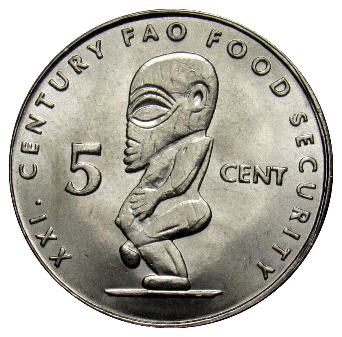 Islas Cook británicos 5 centavos moneda 2000 km#369 Estatua De Tangaroa Uncirculated