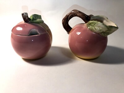 Peach-Shaped Cream and Sugar