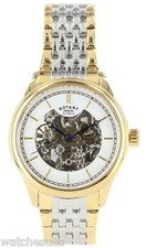 Rotary Mens White Skeleton Dial Stainless Steel Bracelet Watch GB00162/04