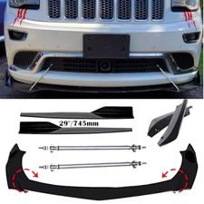 Front Bumper Lip Spoiler Splitter Side Skirt Strut For Jeep Glossy Black U