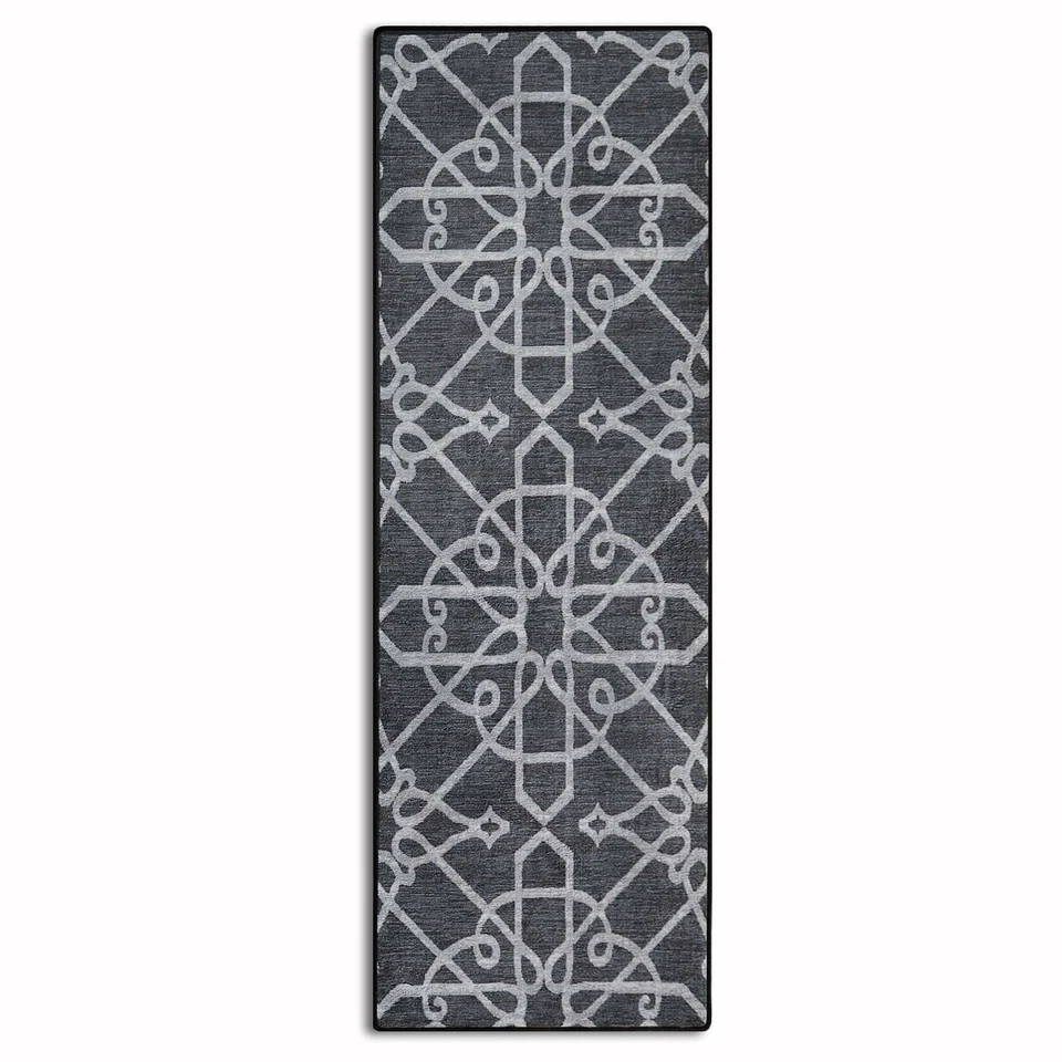 Läufer Teppich Teppichläufer Wohnzimmer Feinschlingen Vintage Navelli Schwarz - Bild 1 von 1