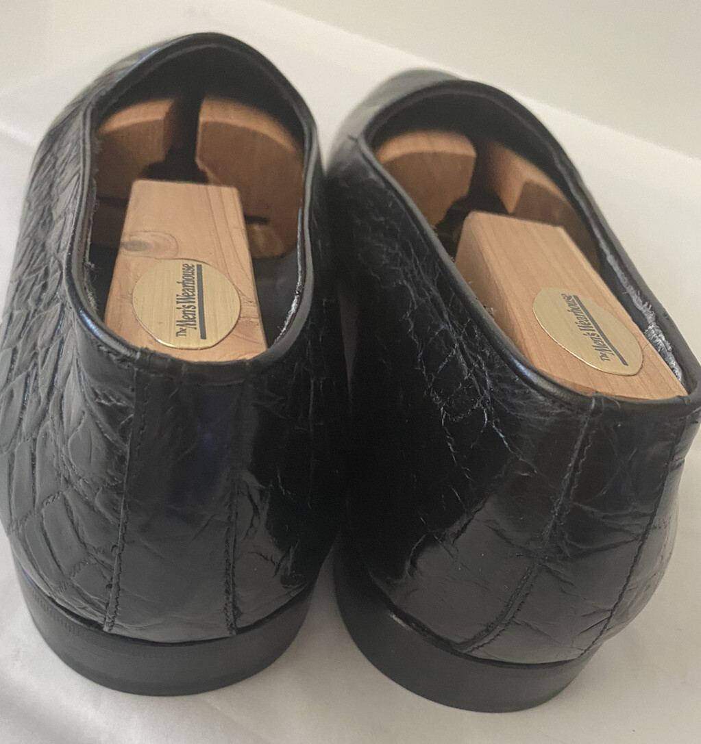 Auth STAMATI MASTROIANNI Men\'s Genuine Crocodile & Leather Slip-on Loafers Stamati Mastroianni Dress Shoes, Alligator Print, New  main image 4