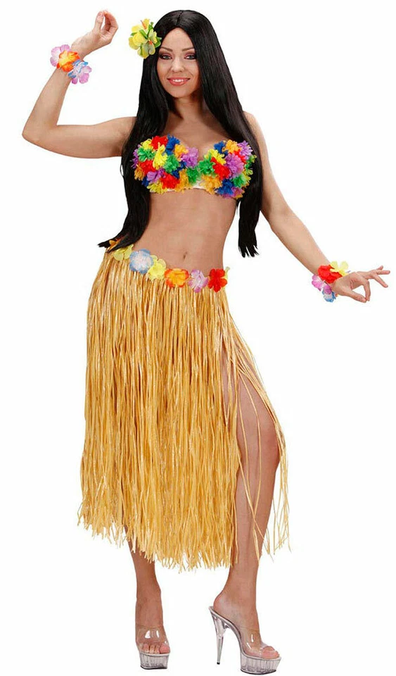Hawaii Rock Kostüm Karibik Bastrock natur lang Damenkostüm Karneval Sommerparty - Bild 1 von 1