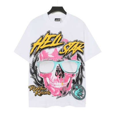 Hell Studios star Classic White Skull Cotton Tee Mens Short sleeved T-shirt