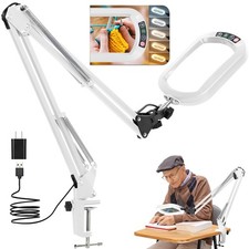 10X Rectangle Magnifying Glass with Light and Clamp, 5 Color Modes Stepless D...