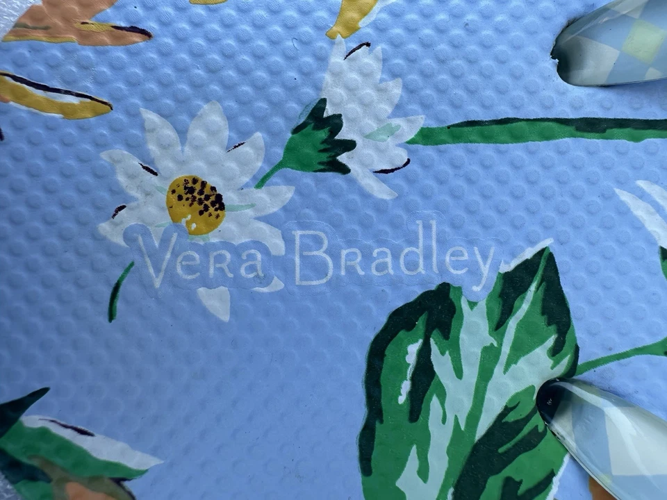 Vera Bradley Flip Flop’s Women’s Size 7-8 Blue Sunflower Sandals Shoes - Image 3 of 4