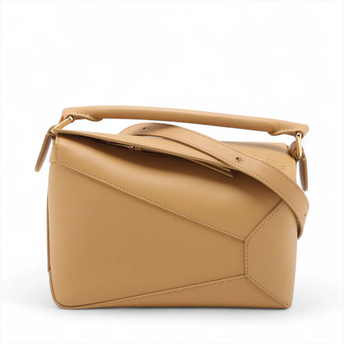 Loewe Puzzle Bag Small Leather 2 Way Handbag Beige