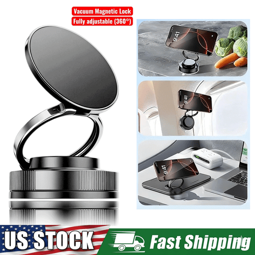 360°Vacuum Magnetic Phone Holder Adjustable Suction Cup Car Mount Foldable Stand - Picture 1 of 13