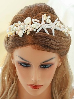 Yean White Seashell Headband Mermaid Starfish Headpiece  display picture 2