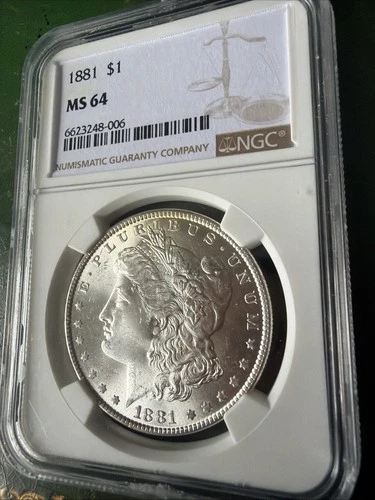 1881 Morgan Silver Dollar MS 64 NGC Graded Philadelphia Mint