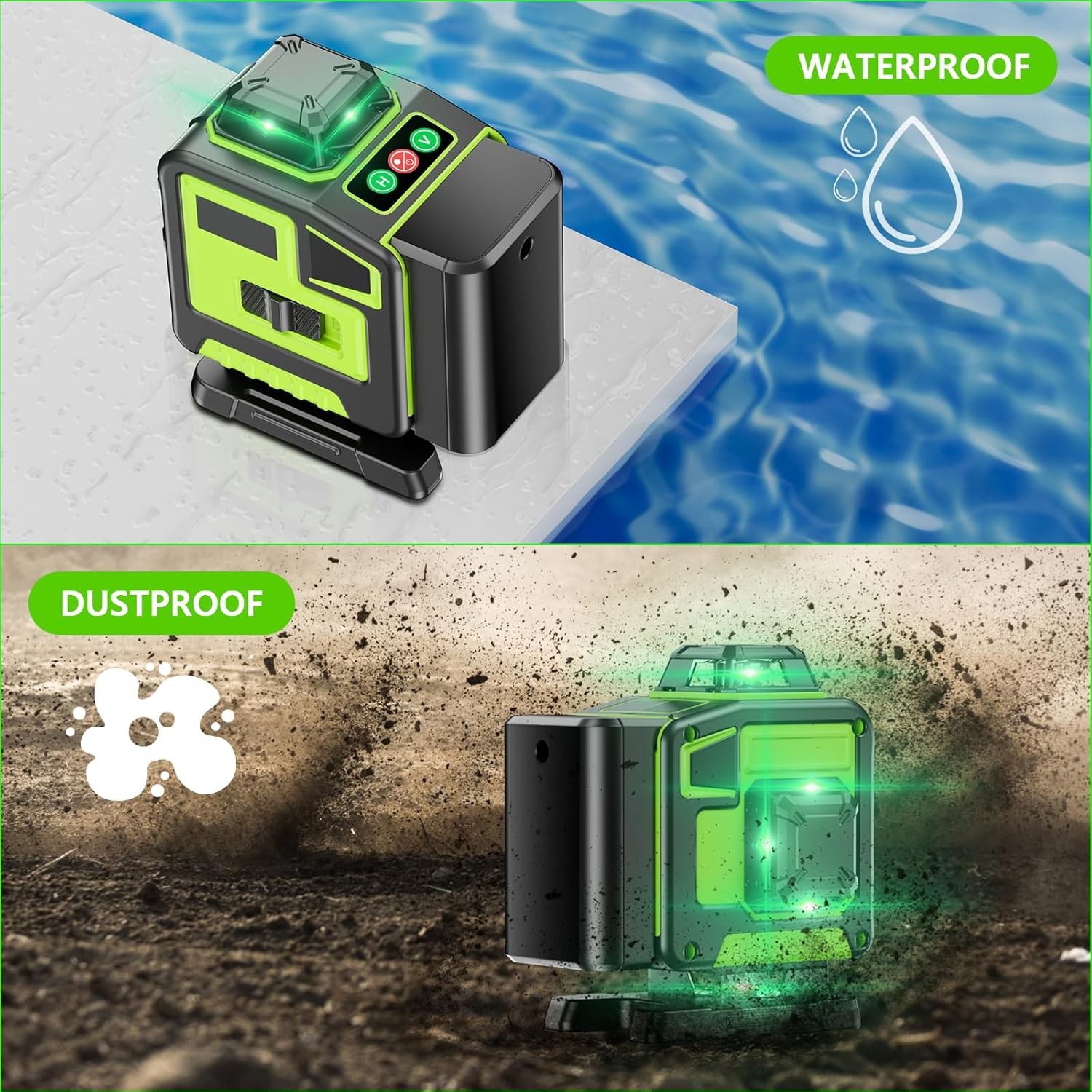 16 Line Laser Level 360 Self Leveling, 4X360°Professional 4D Green Cross Line La