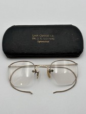 1940  s Arc Ful-Vue Semi-Rimless 12K GF Eyeglasses w/ Look Optometrist Case Texas