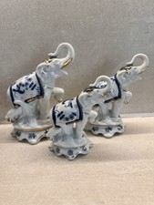 Elefante In Porcellana Bianca 3 Pezzi
