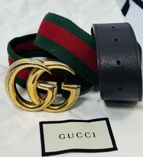 Gucci Gucci Multicolor Canvas and Leather Web GG Marmont Belt 80.32