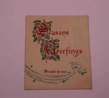 U.S. Military 1944 Christmas Dinner Menu 957th Engineer Aviation Topographic Co.