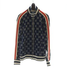 Gucci GG Jacquard Cotton Jacket Track 496919 X9V05 Long Sleeve Zip Up Logo Used