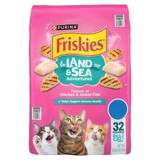 Friskies Land & Sea Adventures, Chickn and Ocean Fish, Adult Dry Cat Food, 32 Lb 1.67 per pound
