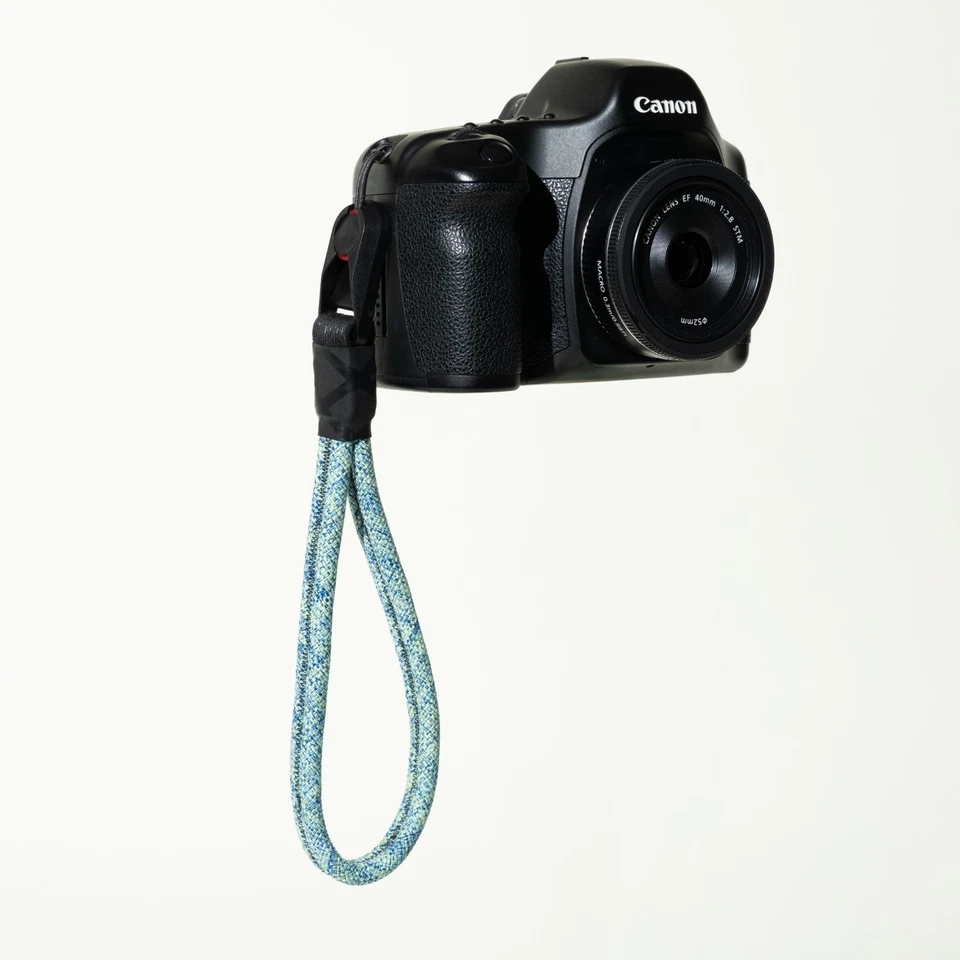 Веревочный ремень для фотоаппарата цифровой ледниковый синий бирюзовый с якорями пикового дизайна ручной работы - Изображение 3 из 4