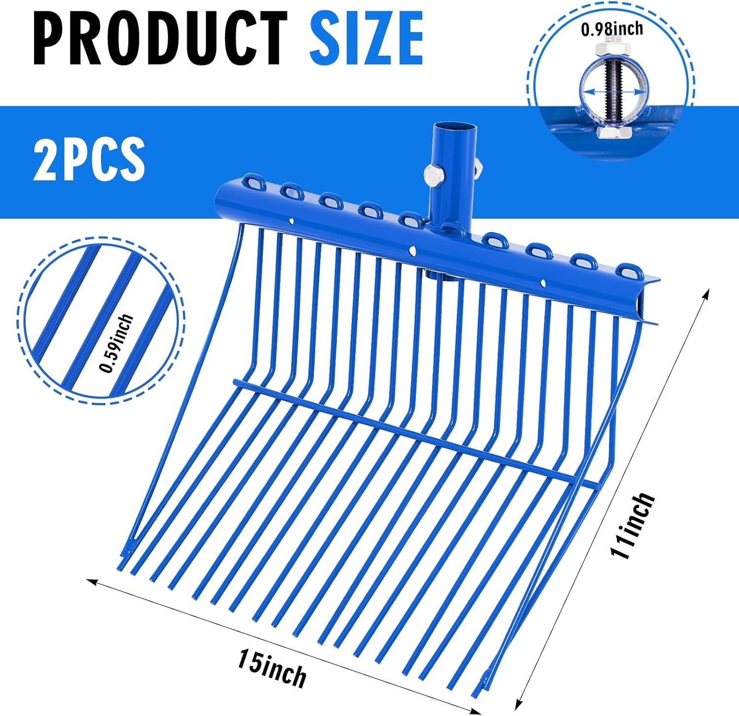 2 Pack Pitchfork Replacement Head Metal Horse Manure Rake Gardening Pitch Fork