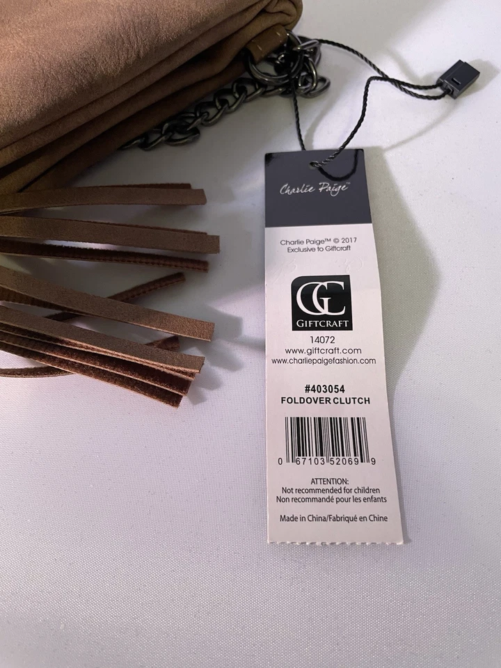 Charlie Paige Fold Over Clutch/Shoulder  Purse Brown Zip Closure NWT - Image 2 of 4