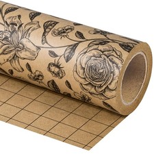 WRAPAHOLIC Kraft Floral Wrapping Paper Roll - Mini Roll - 17 Inch x 33 Feet - Vi