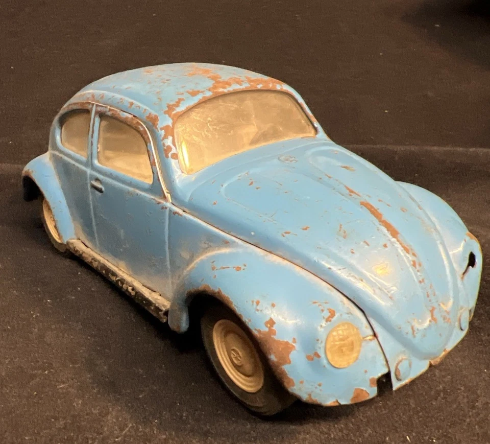 Винтажный металлический прессованный металлический синий жук Volkswagen VW Beetle 1960-х Tonka 52680 8,5 дюйма - Изображение 4 из 4