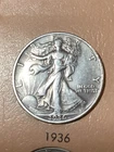 1936  Silver Walking Liberty Half  XF Reverse Rim Ding 90 Year Old Birth Year !